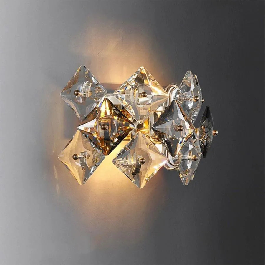 Aplica Zarina 2xE14, Metal si Cristal, Auriu