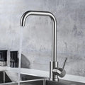 Single-Lever Kitchen Faucet with Swivel Spout, Ceramic Cartridge, Satin Stainless Steel, Mounting Kit Included CF002