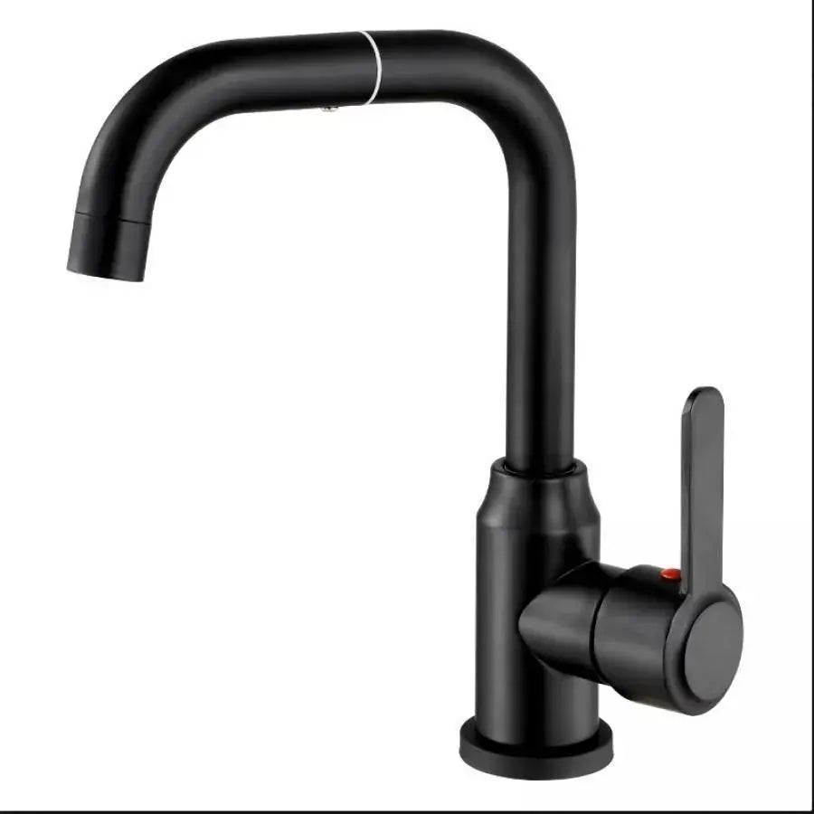 Baterie Monocomanda Lavoar/Bucatarie Pipa Pivotanta Aliaj Negru Cartus Ceramic Inox Satinat Racorduri Kit Fixare Incluse CP108, imaginea 2