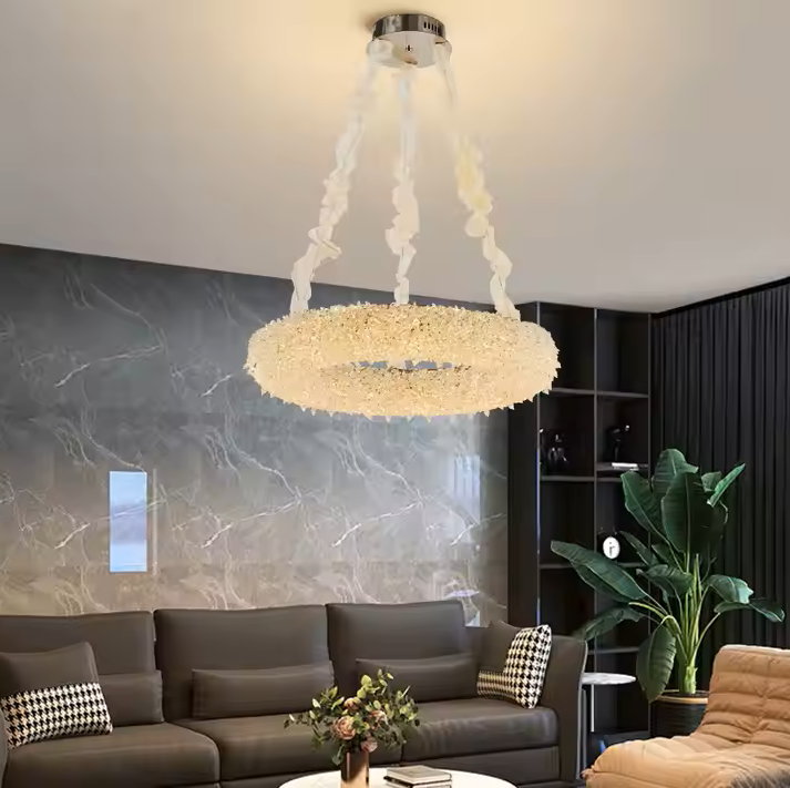 Candelabru Cristal PRAGA Magno, 26W, Lumina Calda/Rece/Neutra, Diametru 47cm, Auriu, Inaltime Reglabila