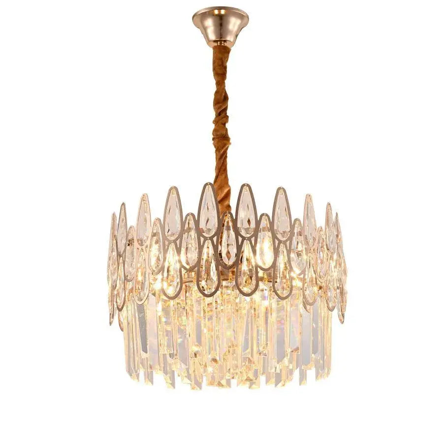 Candelabru Cristal ALHAMBRA Nobile 5x E14, Diametru 40cm, Auriu Lucios, Inaltime Reglabila