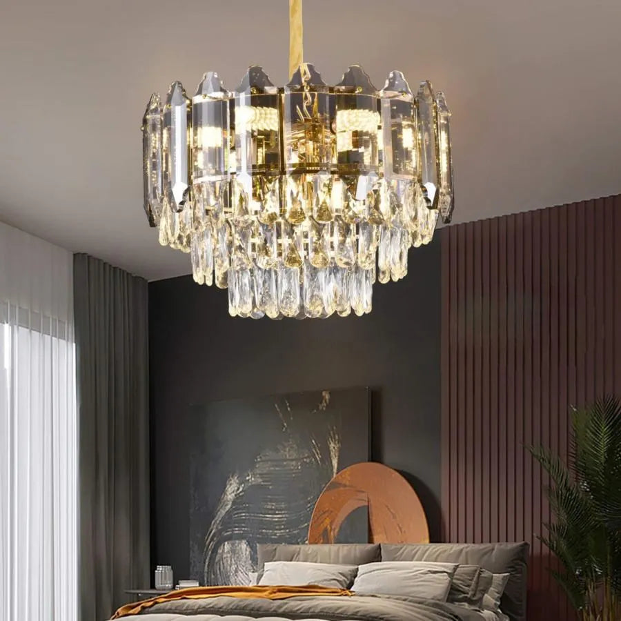 Candelabru Cristal Alfred 3 x E14 Auriu
