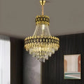 Candelabru Cristal Evangeline Auriu Negru 10XE14 Inaltime Reglabila