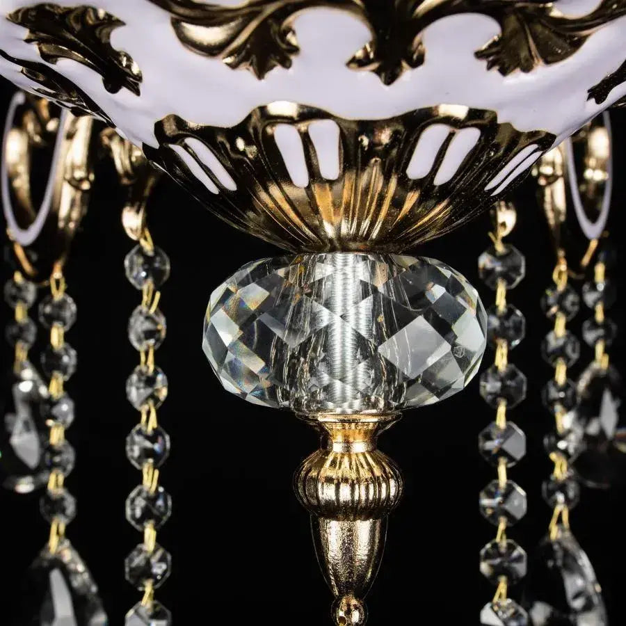 Candelabru Cristal Luciano, 6xE14, Auriu, Metal si Cristal