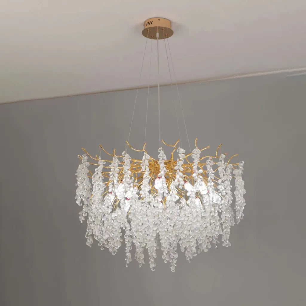 Candelabru Cristal WALTZ Cascade, 6x G9, Auriu, 60cm, Inaltime Reglabila