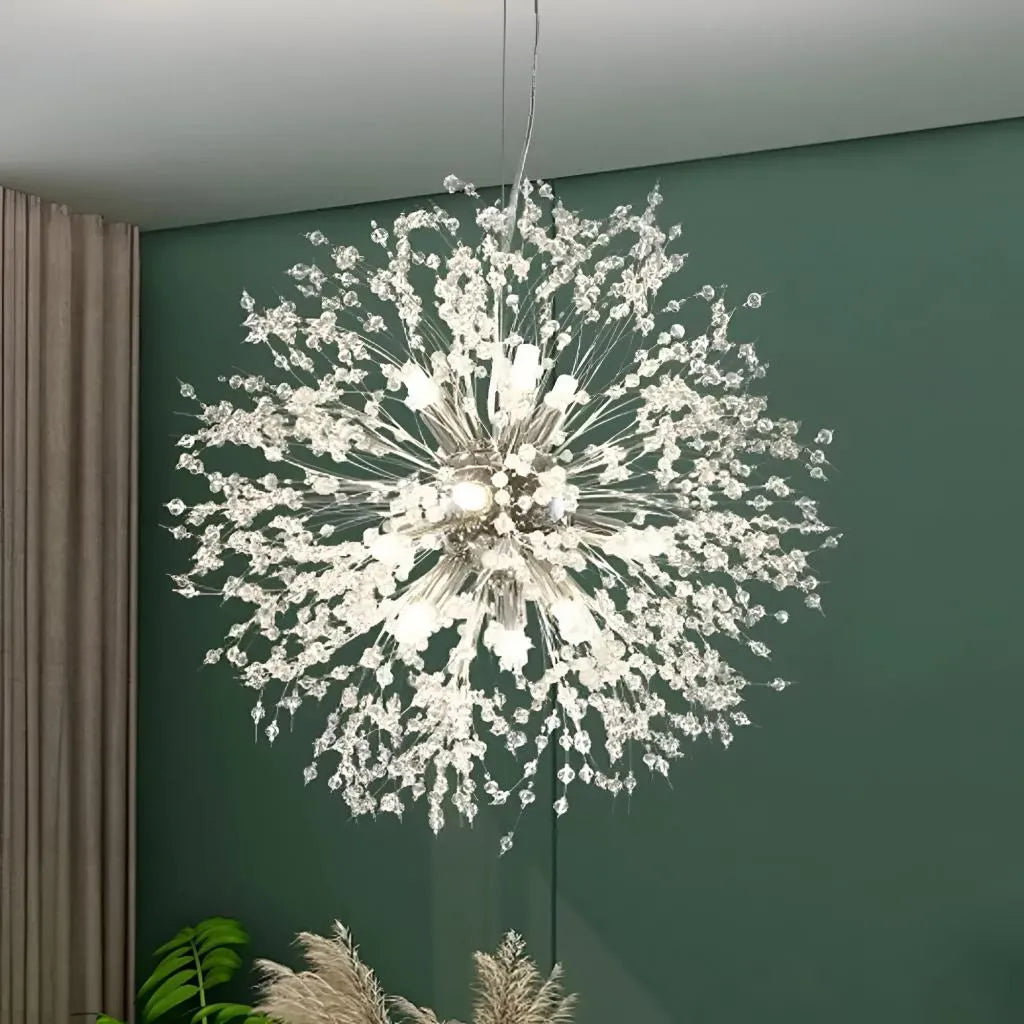 Candelabru Cristal Schönbrunn, 12x G9, Diametru 60cm, Crom Lucios, Inaltime Reglabila