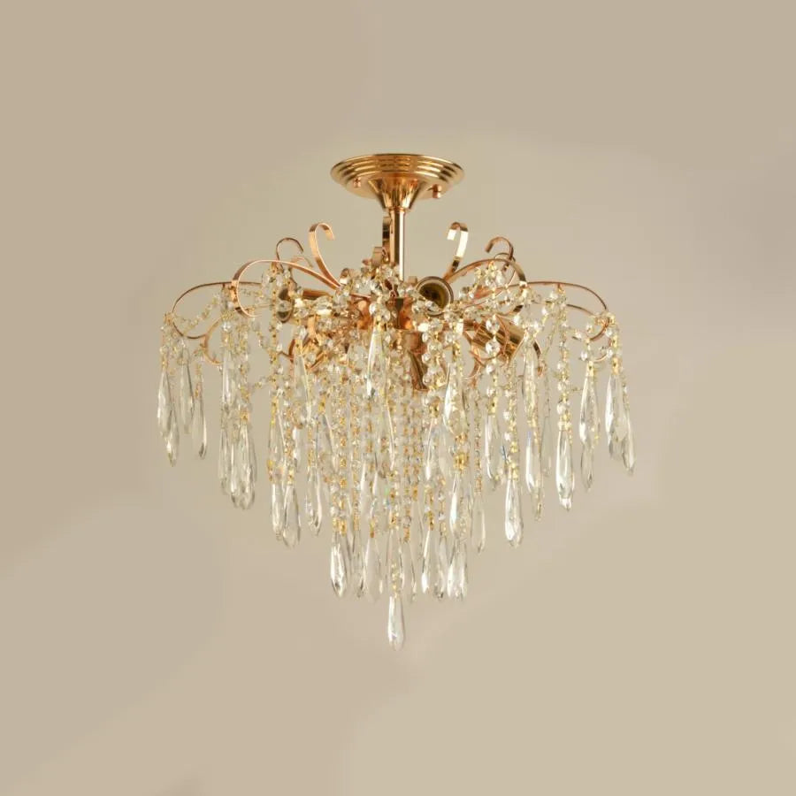Candelabru Cristal EGO 5x E27, Diametru 47cm, Auriu Lucios