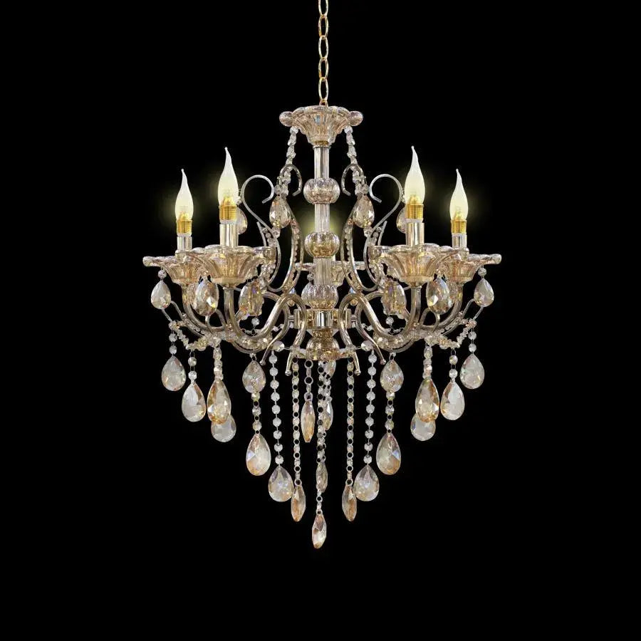 Candelabru Imperial 5xE14, Auriu, Metal si Cristal