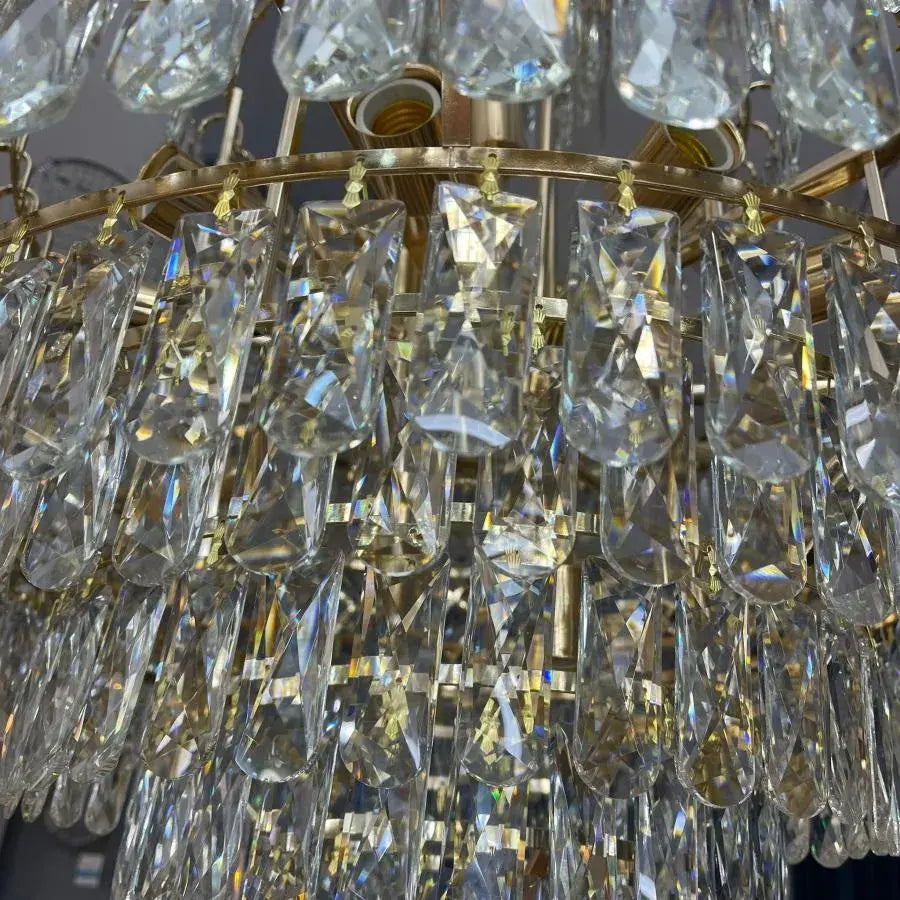 Candelabru Junnut 21xE27, Cristal si Metal, Auriu