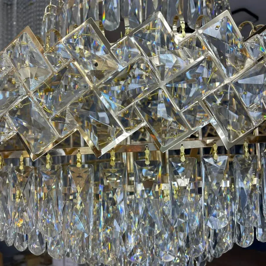 Candelabru Junnut 21xE27, Cristal si Metal, Auriu