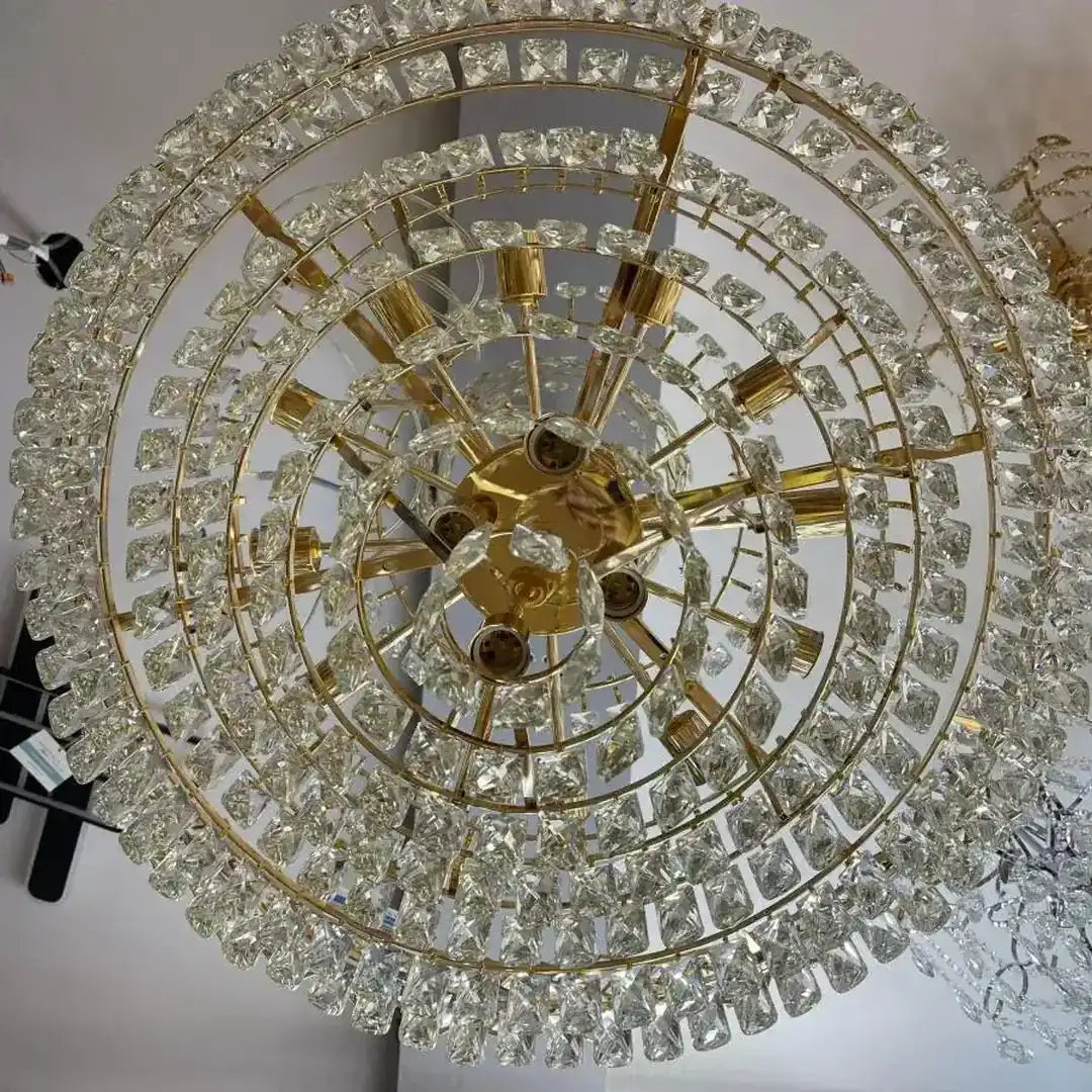 Candelabru Junnut 21xE27, Cristal si Metal, Auriu