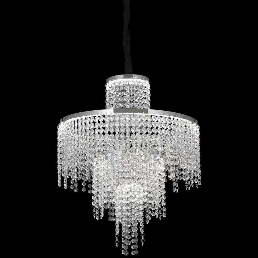 Candelabru LED Cristal cu Telecomanda Oscar 59W Dimabil Argintiu