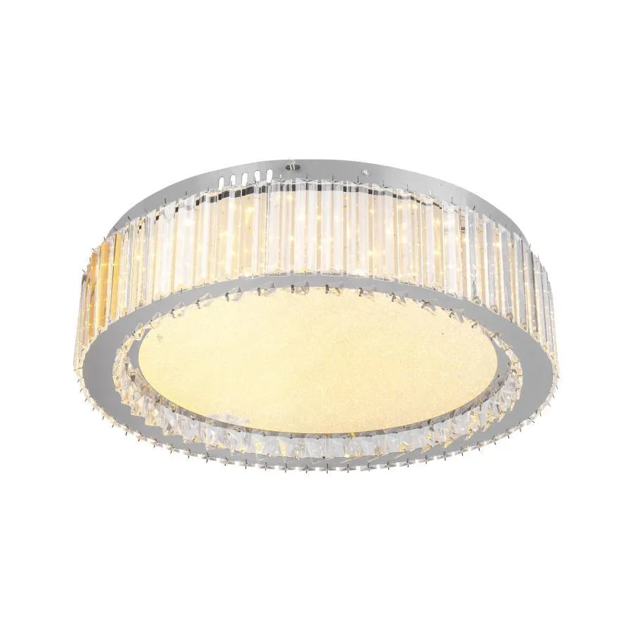 Lustra LED cu telecomanda si cristal MADOX 28W, lumina Rece/Calda/Neutra, Dimabila, Argintiu