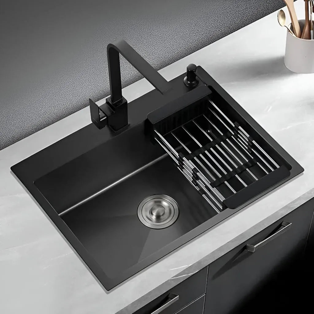 Chiuveta Bucatarie Inox 75x45x21 cm Negru Grafit