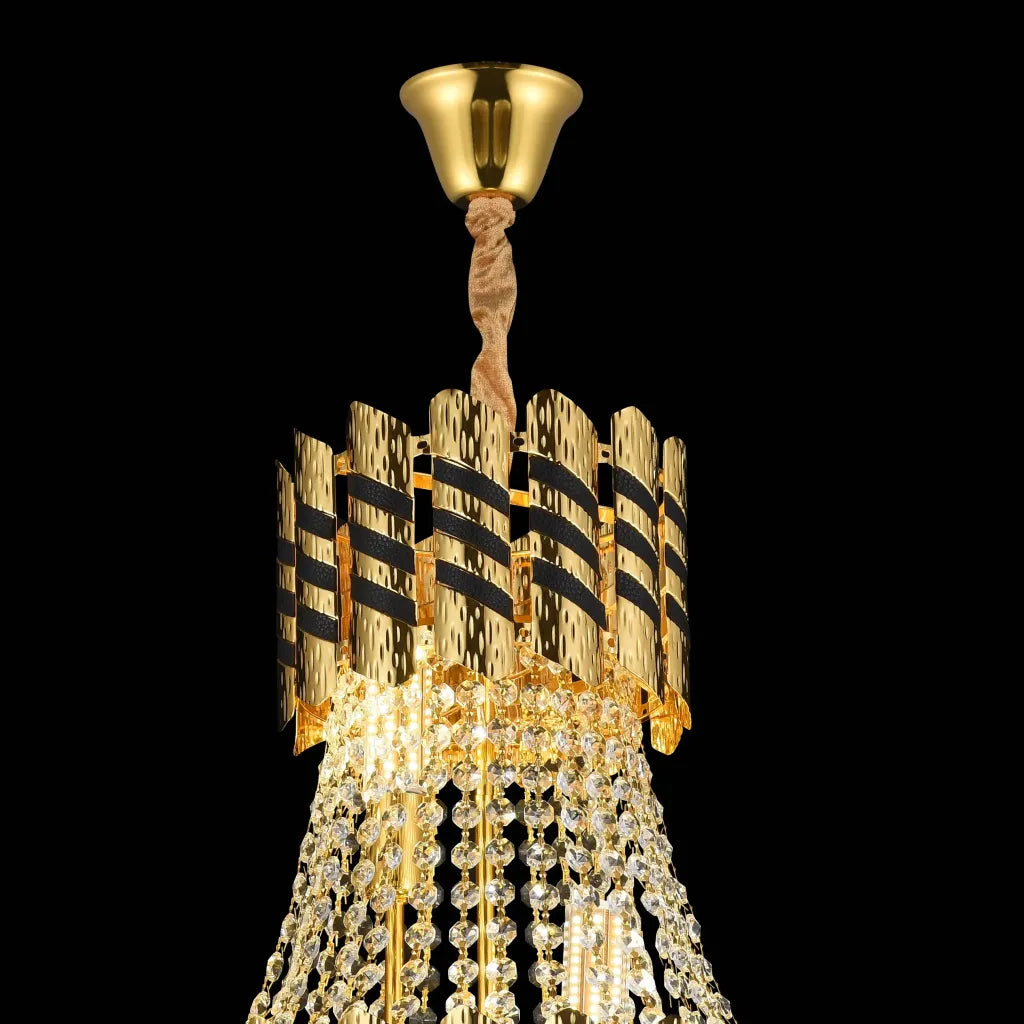 Candelabru Cristal 10XE14 Nardo Auriu Negru, 60 cm diametru, 75 cm inaltime