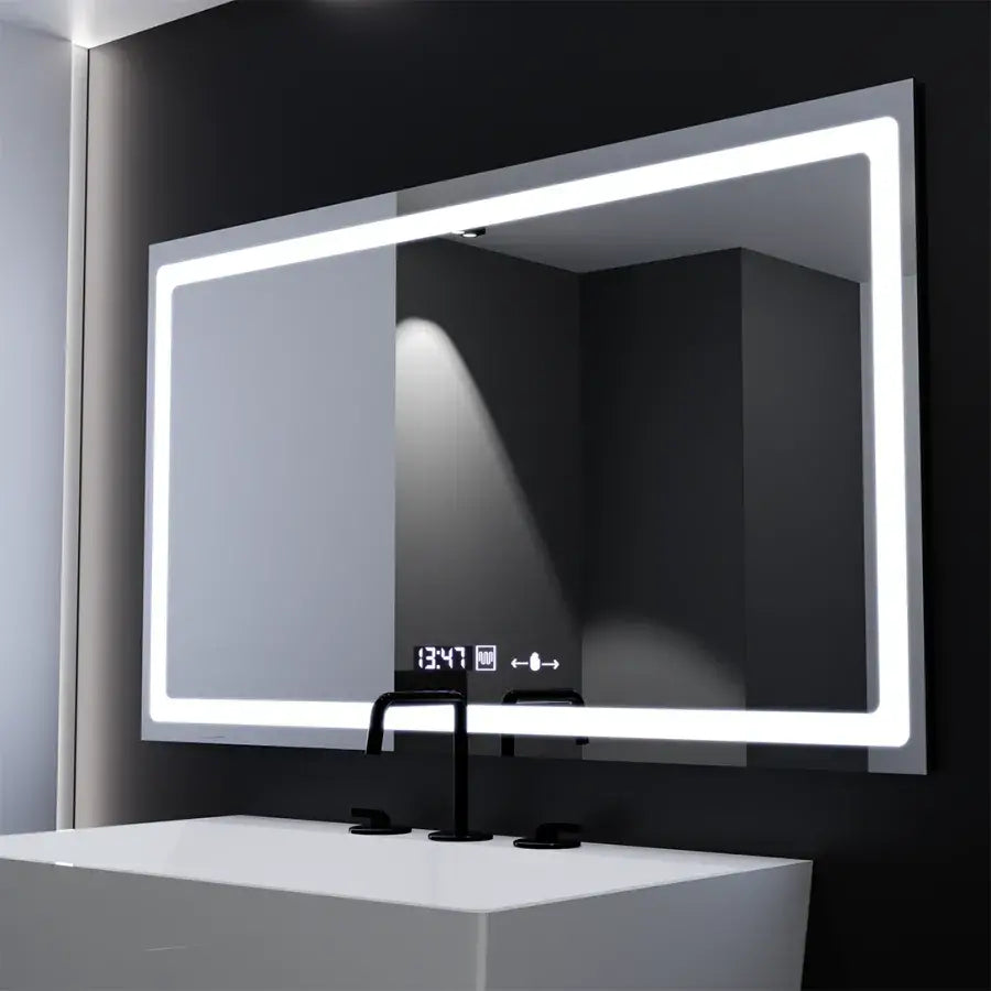 Oglinda LED Rectangulara, 120X70cm, Radiante Senzor MotionGlow Marcello, Sistem Dezaburire, Ceas & Termometru, Dimabila