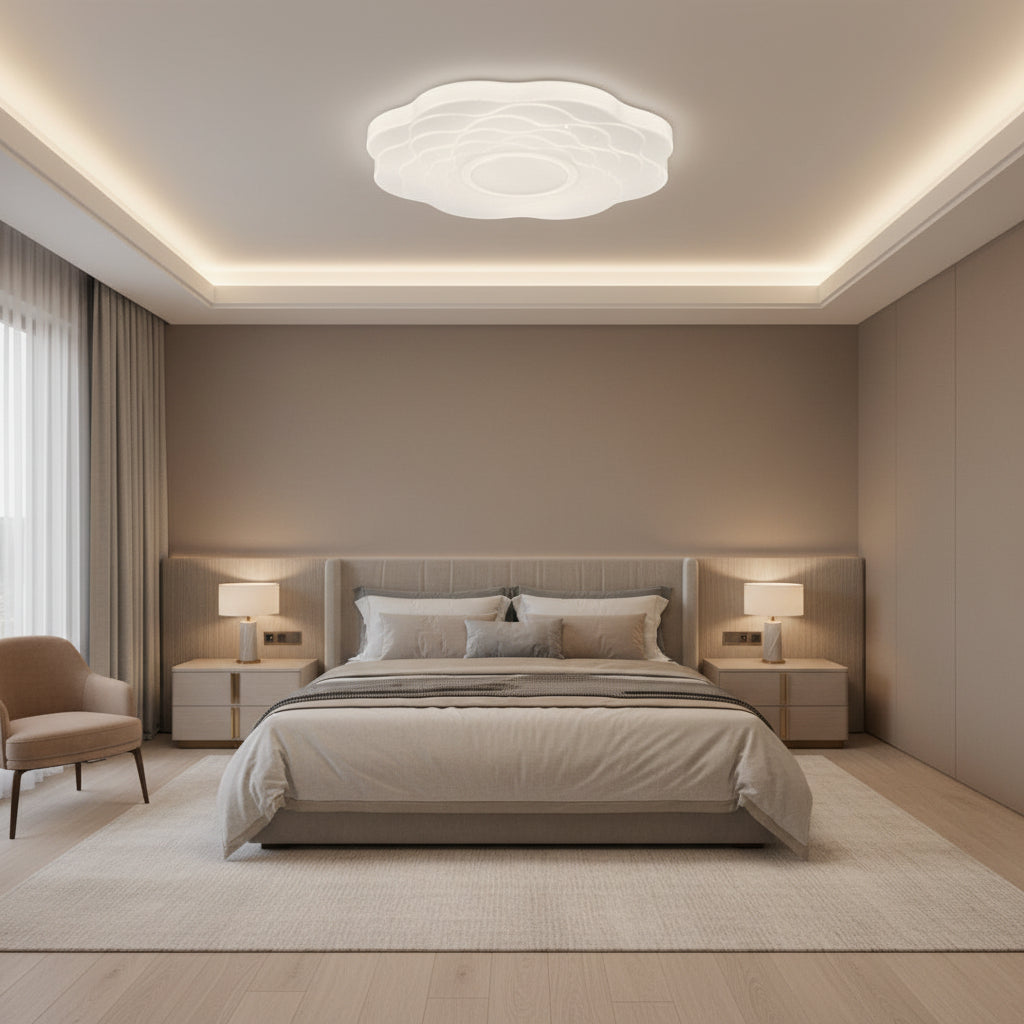 Plafonieră LED Floare 23 cm, 22W, 3000K / 4000K / 6000K, Alb, Metal si Acril