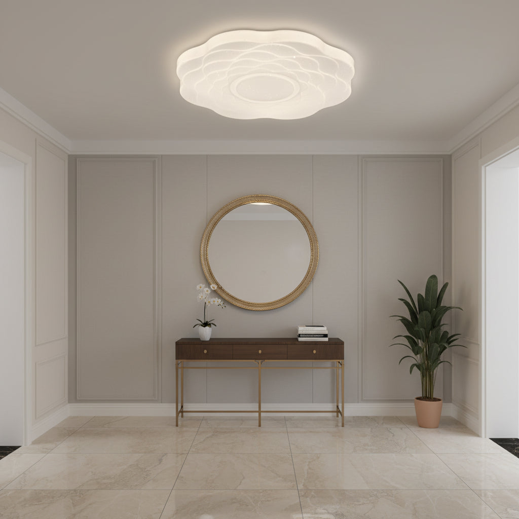Plafonieră LED Floare 23 cm, 22W, 3000K / 4000K / 6000K, Alb, Metal si Acril