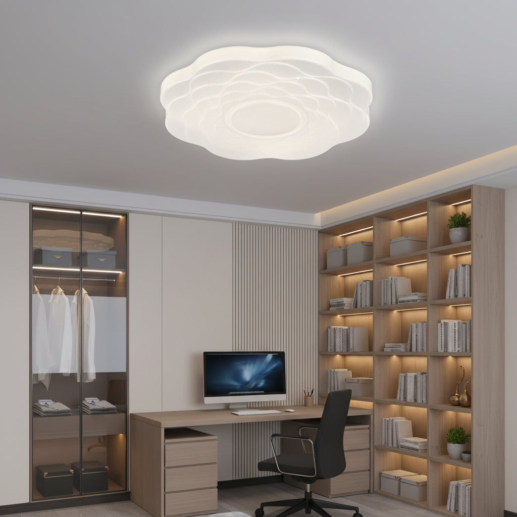 Plafonieră LED Floare 35 cm, 32W, 3000K / 4000K / 6000K, Alb, Metal si Acril, imaginea 2