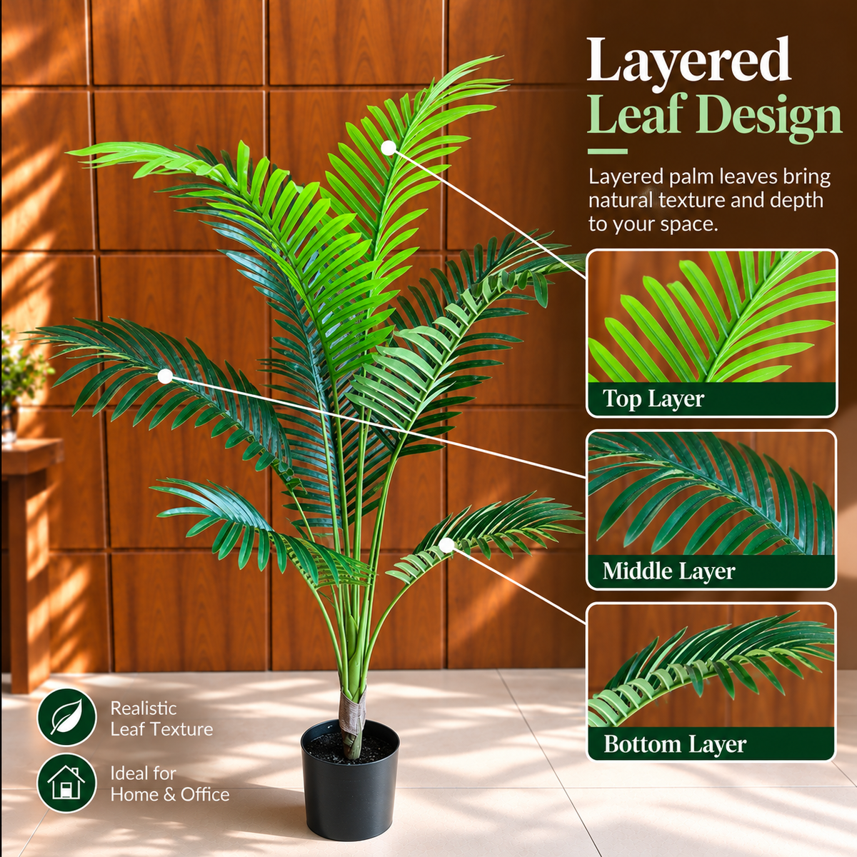 Copac Artificial Tip Palmier Kentia, 12 frunze, 120 cm, Verde