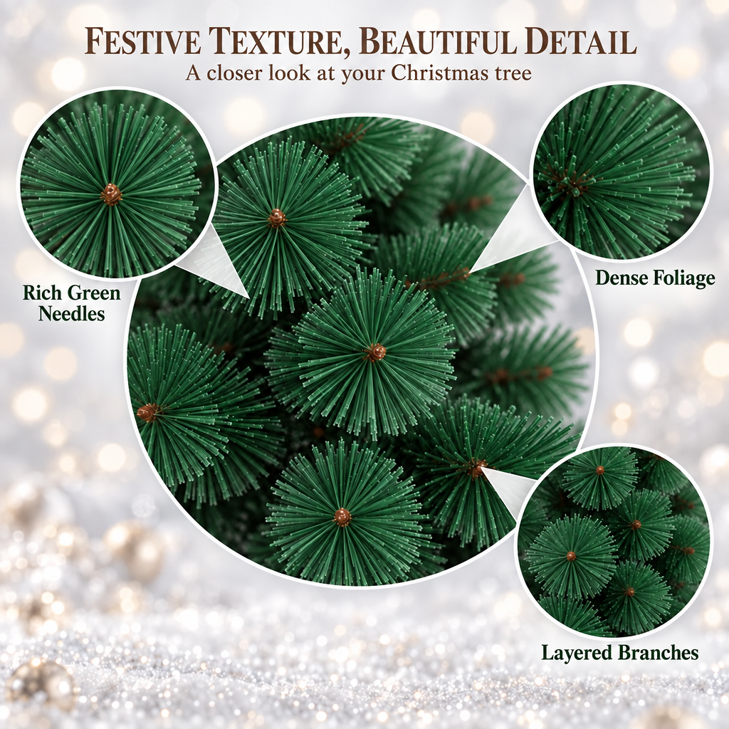 Decorațiune Brad Artificial MANIITSOQ, 150 cm, 130 vârfuri, Suport Metalic, Plastic, Verde