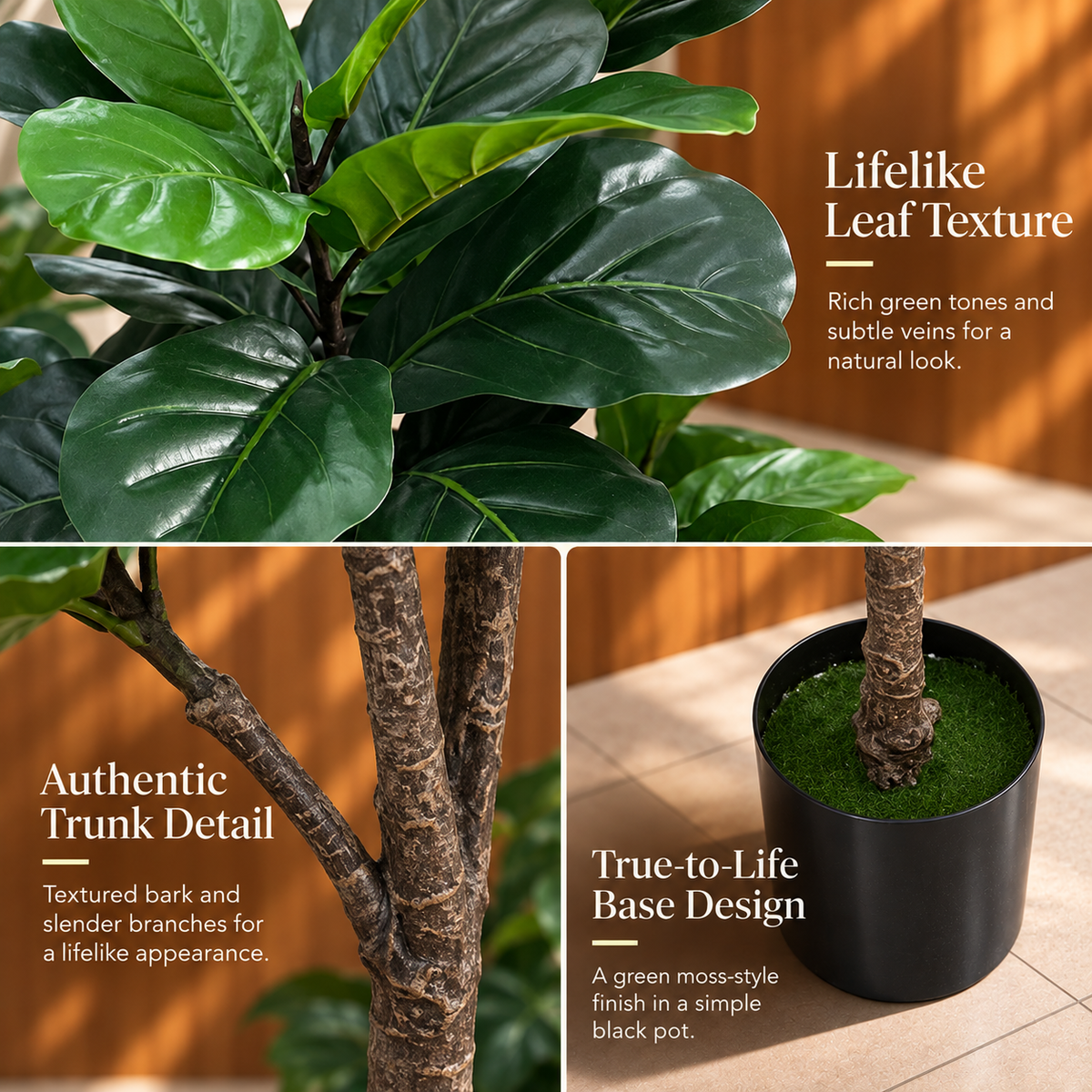 Copac Artificial Tip Ficus, 3 brate, 160 cm, Verde