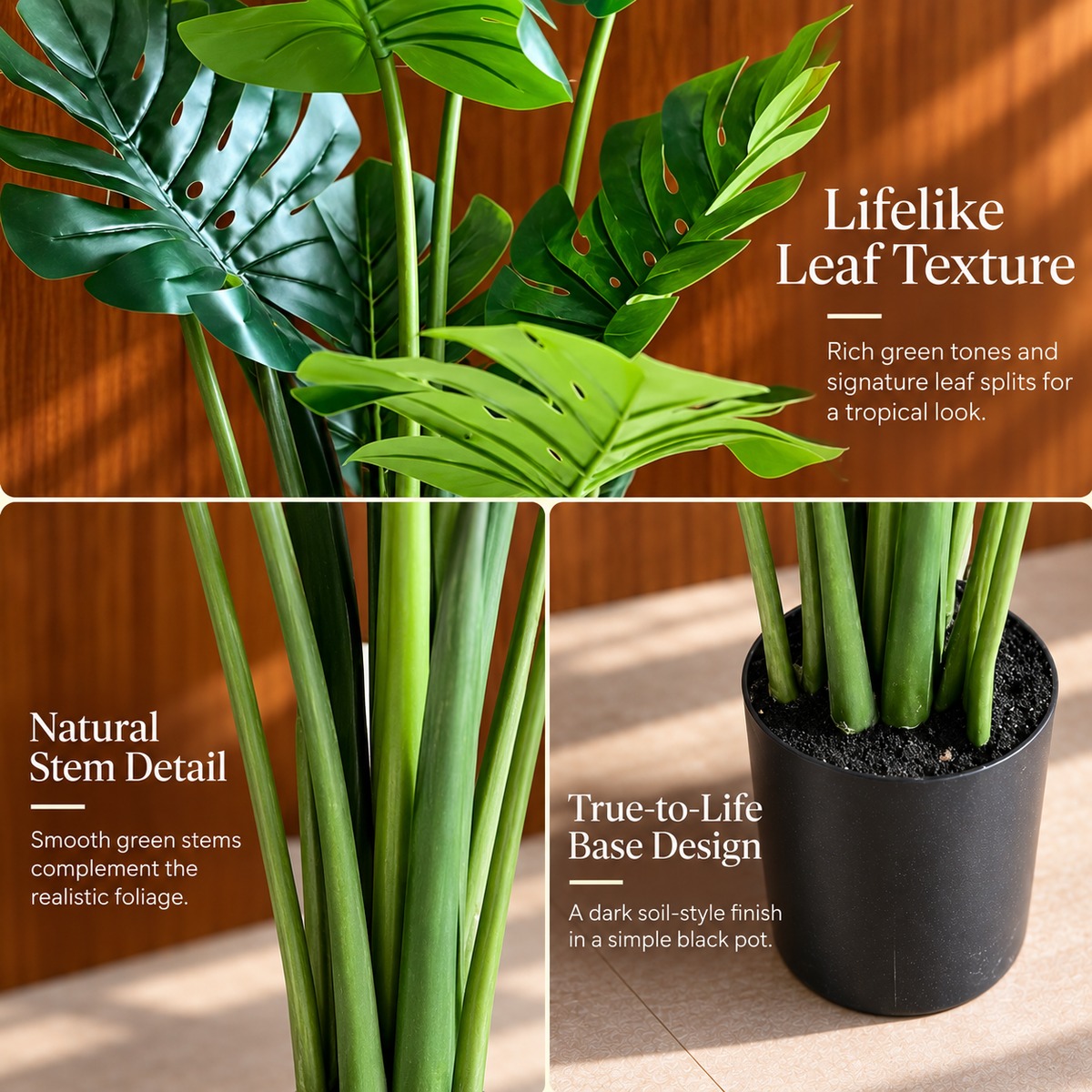 Decorațiune Monstrosa Deliciosa Artificial, Plastic, 120 cm, Verde