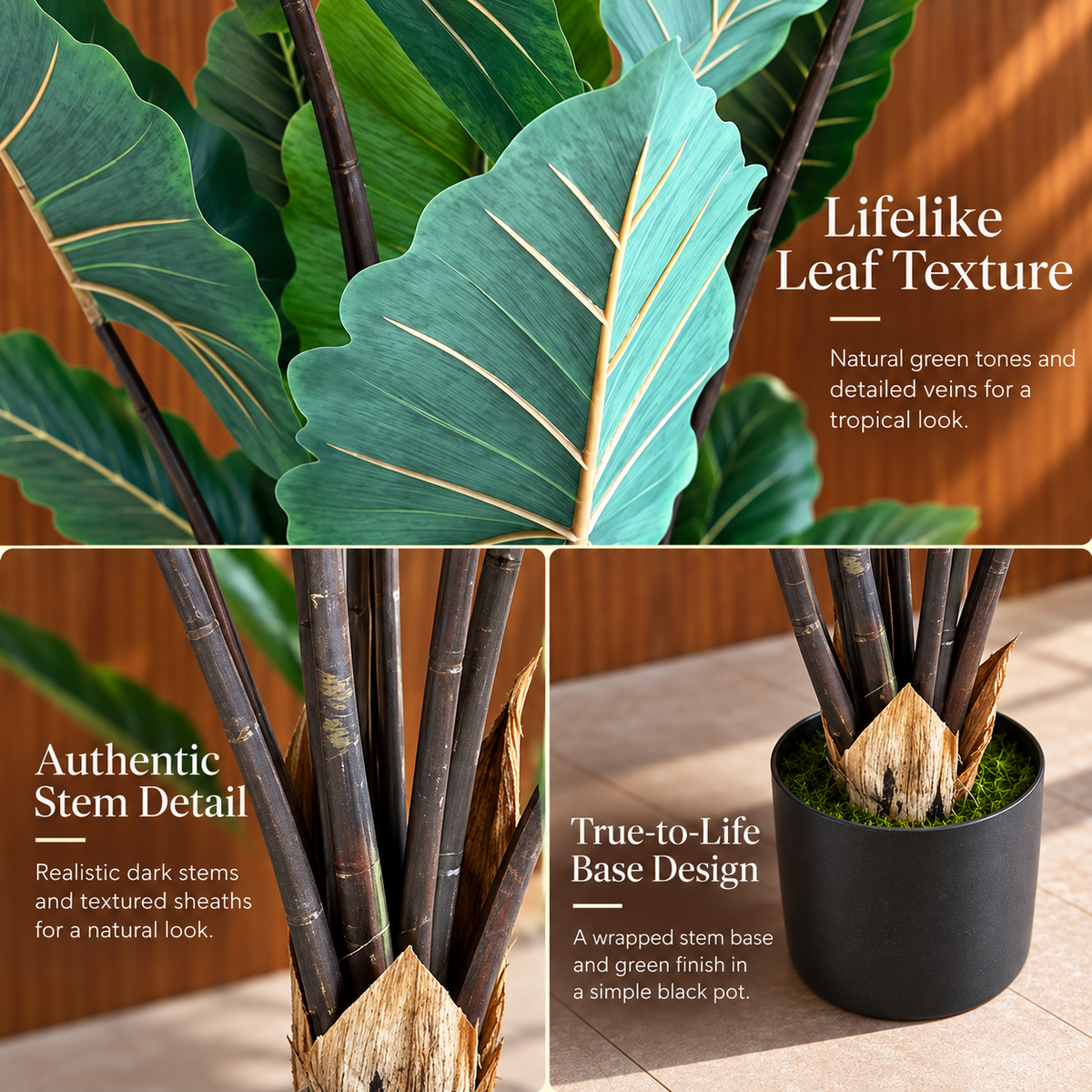 Decorațiune Strelitzia, Plastic, 120 cm, Verde