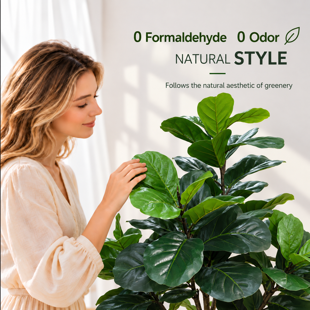 Copac Artificial Tip Ficus, 3 brate, 160 cm, Verde