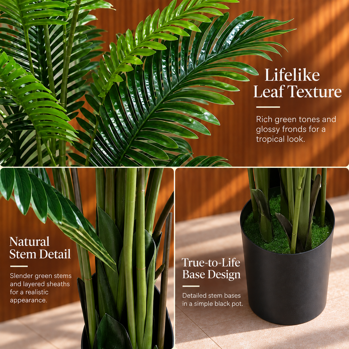 Decorațiune Palmier Areca, Plastic, 24 frunze, 190 cm, Verde