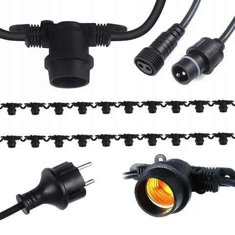 Ghirlanda 10 surse de lumina 10M 10xE27 Negru IP65