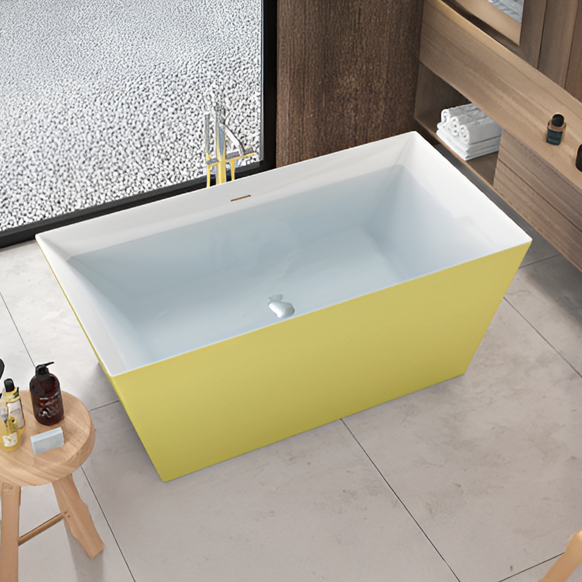 Cada Freestanding, Drepuntghiulara, Acril, Lemon Yellow, 170×78×60 Cm