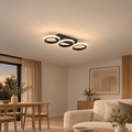 Lustra LED ELIO 24W, 3 Cercuri, Liniara, lumina Rece/Calda/Neutra, Negru