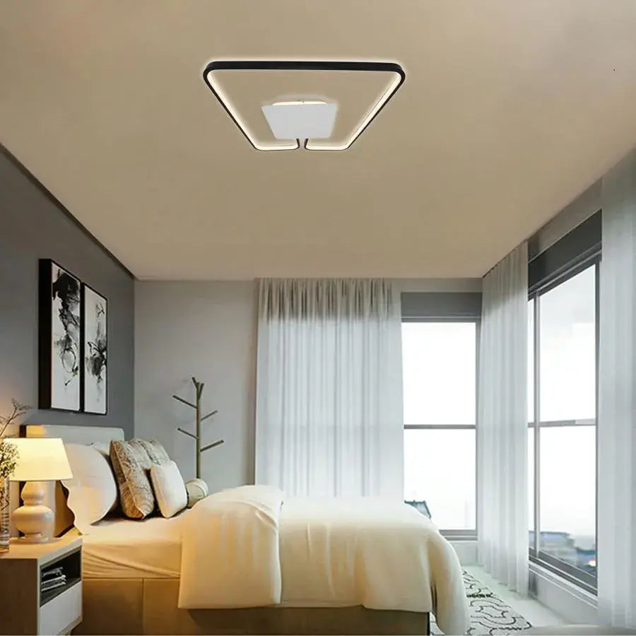 Lustra LED cu telecomanda ANKA 106W, lumina Calda/Neutra, Dimabila, Negru