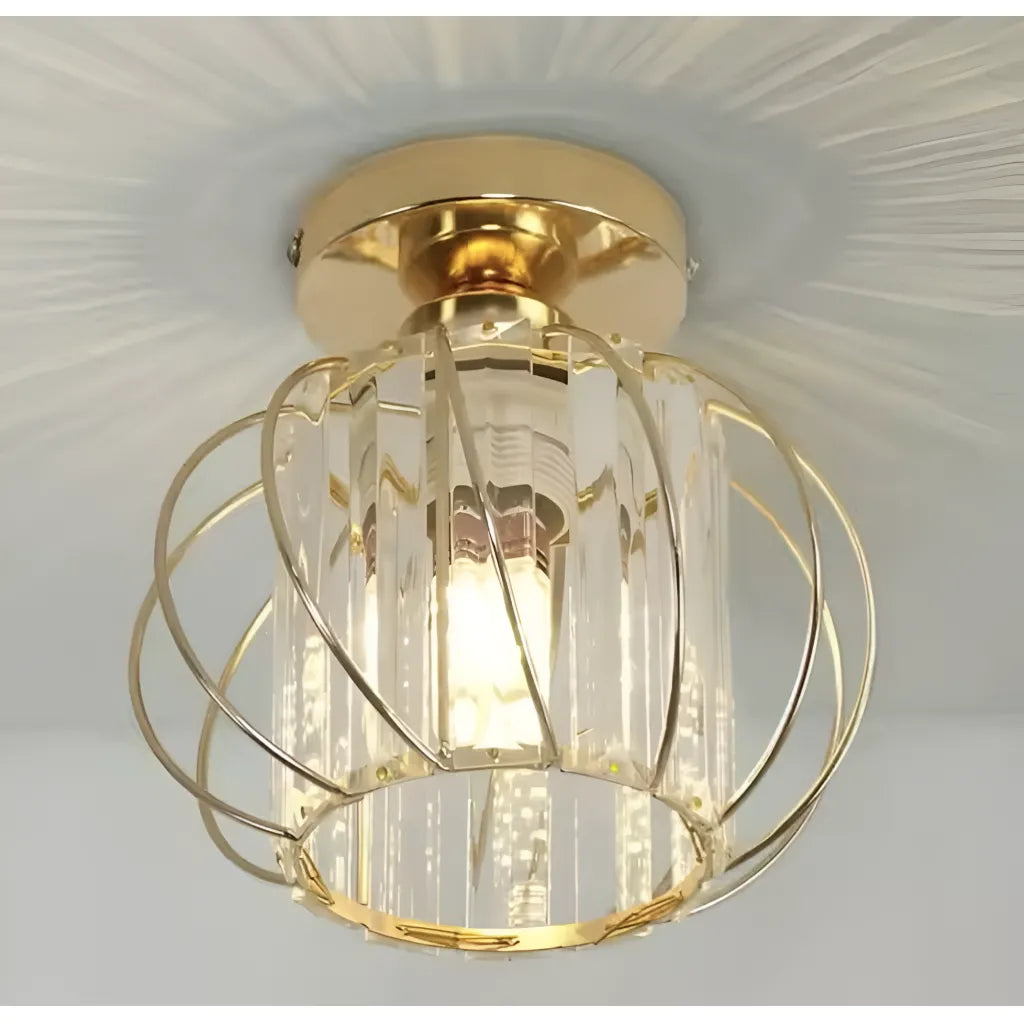 Lustra Monica, 1XE27, Auriu, D 16cm, Metal si Cristal