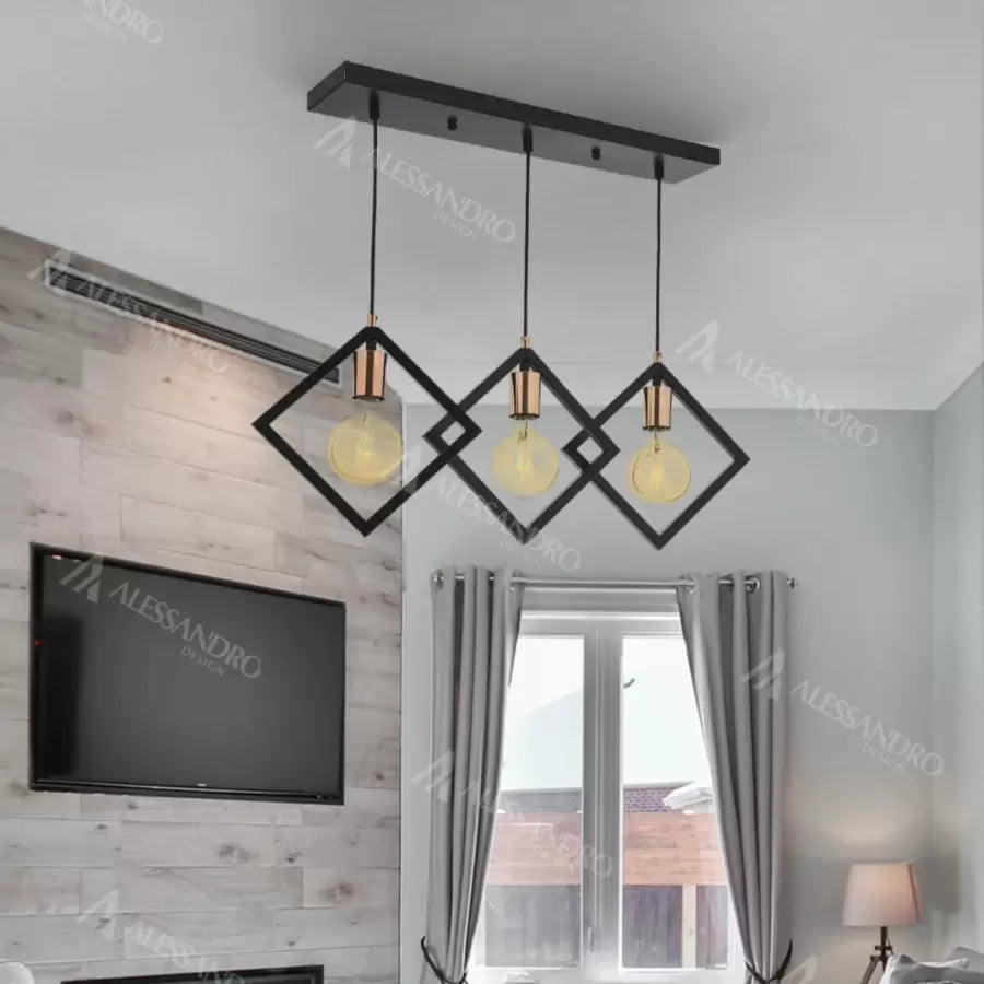 Lustra Fresi, 3xE27, Metal, Negru
