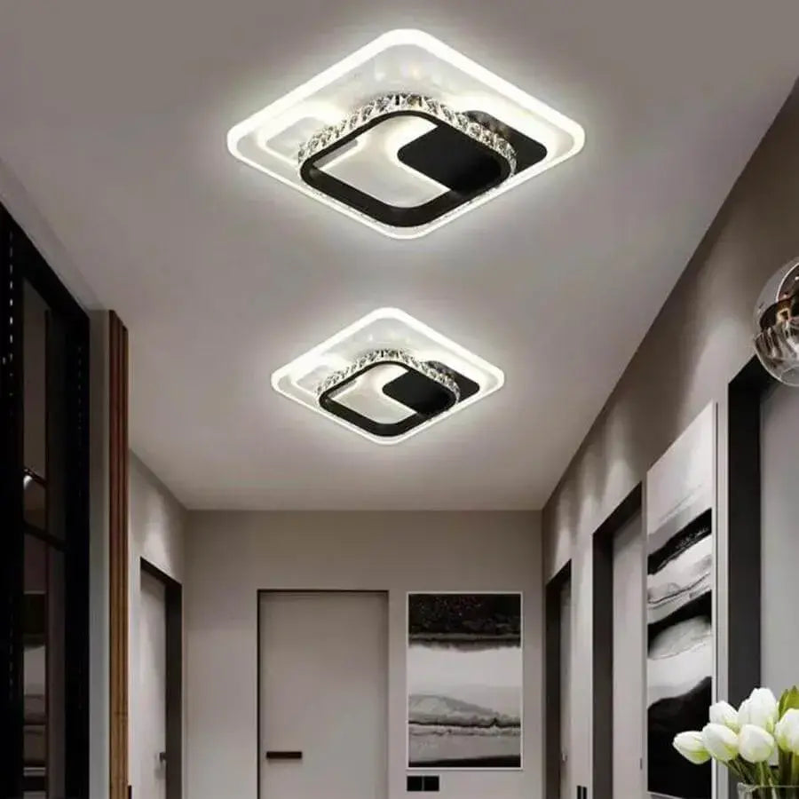 Lustra LED cu cristal ARIELLA 39W, Patrata, lumina Rece/Calda/Neutra, Negru