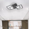 BALANS 44W LED Chandelier with Remote Control, 2 Squares, Cool/Warm/Neutral Light, Dimmable, Black