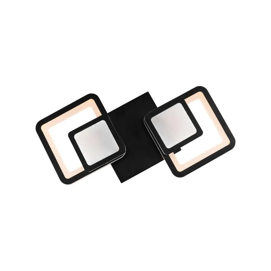 BALANS 44W LED Chandelier with Remote Control, 2 Squares, Cool/Warm/Neutral Light, Dimmable, Black, imaginea 4