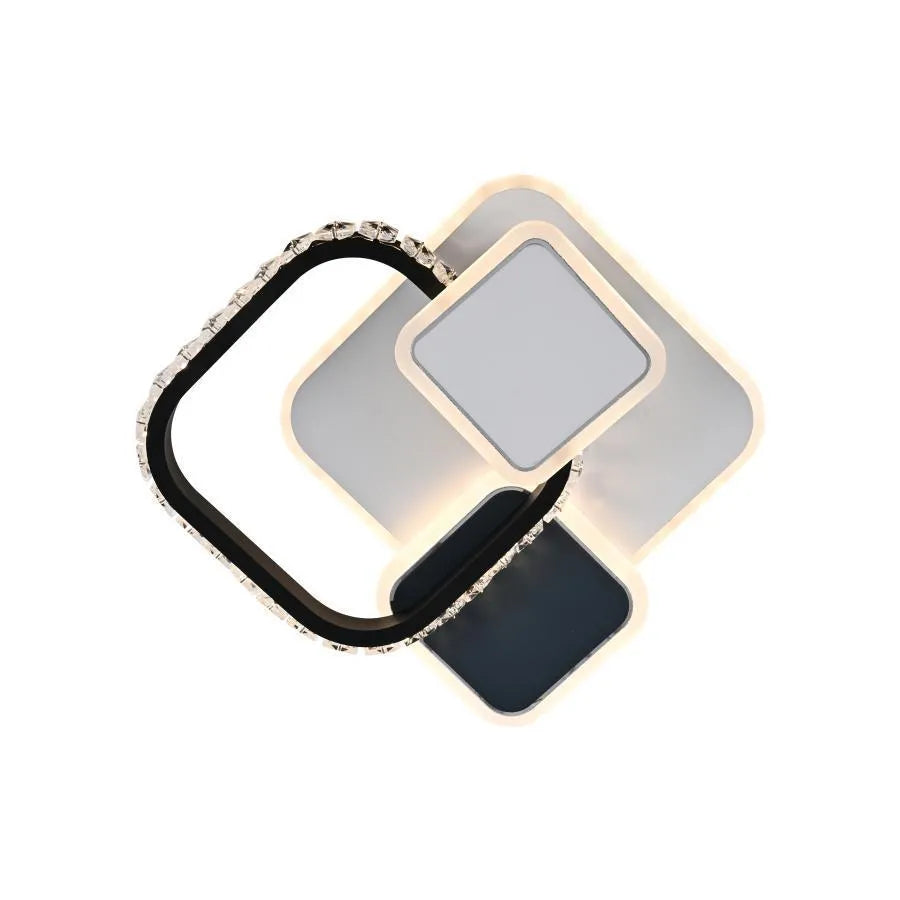 Lustra LED cu cristal GELLA 48W, Patrata, lumina Rece/Calda/Neutra, Alb Negru