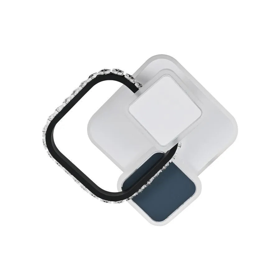 Lustra LED cu cristal GELLA 48W, Patrata, lumina Rece/Calda/Neutra, Alb Negru