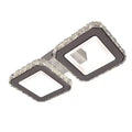 QUADRIS 41W LED Chandelier with Remote Control and Crystal, 2 Squares, Cool/Warm/Neutral Light, Dimmable, White