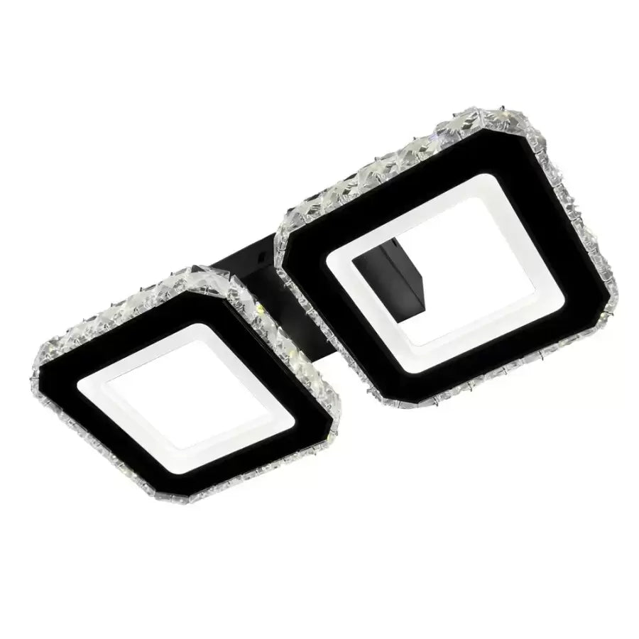 Lustra LED cristal QUADRIS 41W, 2 Patrate, lumina Rece/Calda/Neutra, Negru