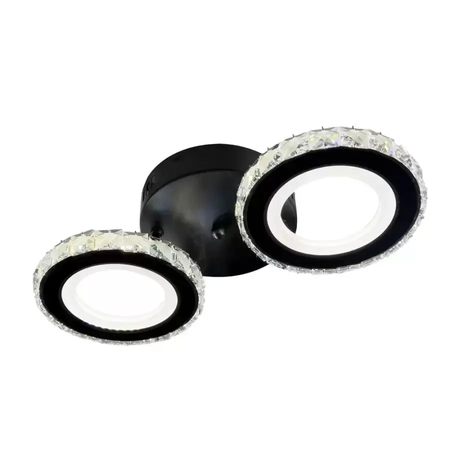 Lustra LED cu telecomanda si cristal NOVA ROTONDA 32W, 2 Cercuri, lumina Rece/Calda/Neutra, Dimabila, Negru, imaginea 8