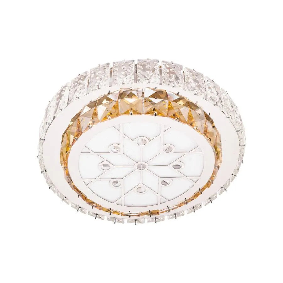 Lustra LED cu telecomanda si cristal ABATIA 24W, Rotunda, lumina Rece/Calda/Neutra, Dimabila, Argintiu