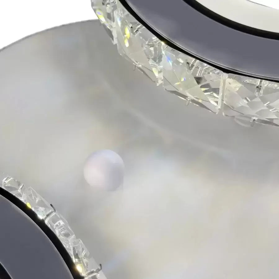 LED luster s diaľkovým ovládačom a krištáľom NOVA OKRUHLY 34 W, 2 kruhy, studené/teplé/neuterálne svetlo, biela, imaginea 2