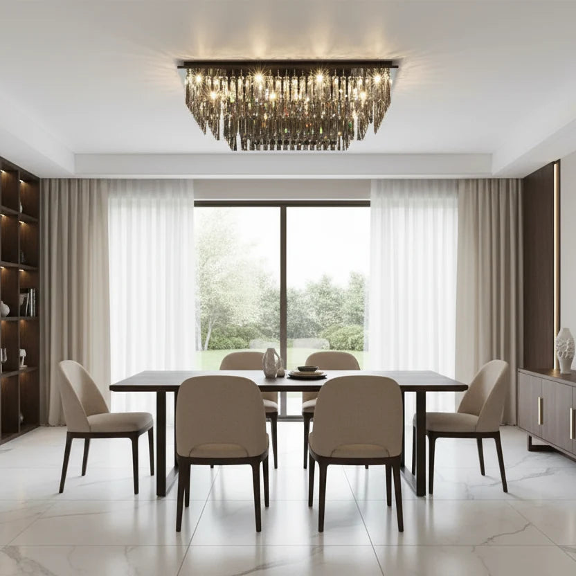 Candelabru Cristal, Brady, 14xE14, Rectangular, Gri