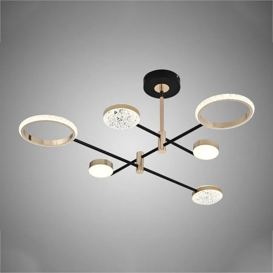 Lustra LED AUGUSTUS 40W, 6 Elemente, Liniara, lumina Rece/Calda/Neutra, Auriu Lucios Negru