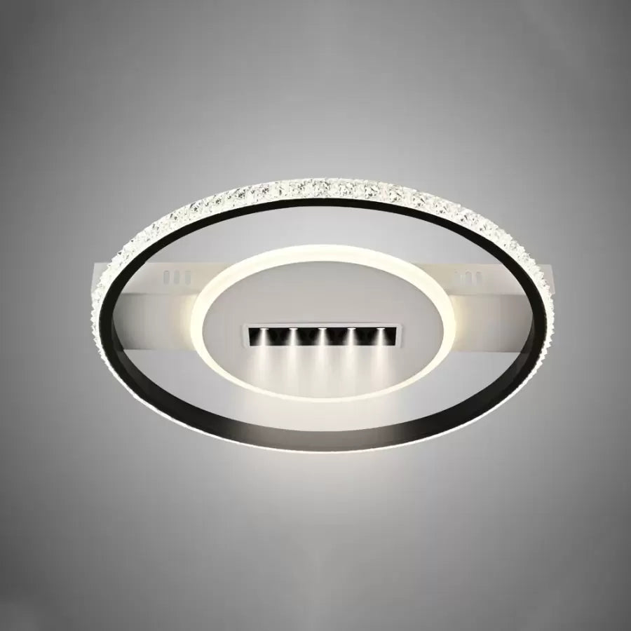 Lustra LED cu telecomanda si cristal NEIL 38W, lumina Rece/Calda/Neutra, Dimabila, Negru