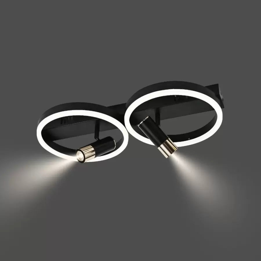 Lustra LED Reglabil si telecomanda RUBEN 34W, 2 Cercuri, lumina Rece/Calda/Neutra, Dimabila, Negru
